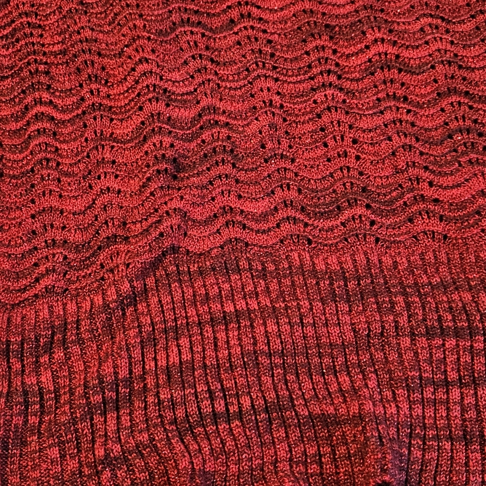 Sparkling red sweater,  short sleeve,  Kim Rogers 3x